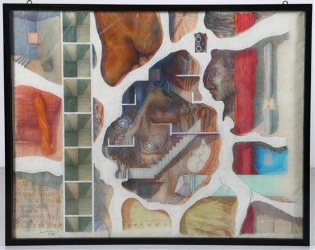 PESCE GAETANO (n. 1939) Senza titolo. 1972. Tecnica mista su carta. Cm 117,00...