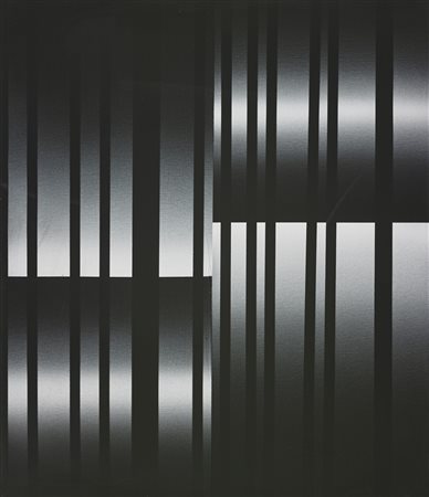 FINZI ENNIO (n. 1931) Struttura-luce in nero. 1975. Acrilico su tela. Cm...