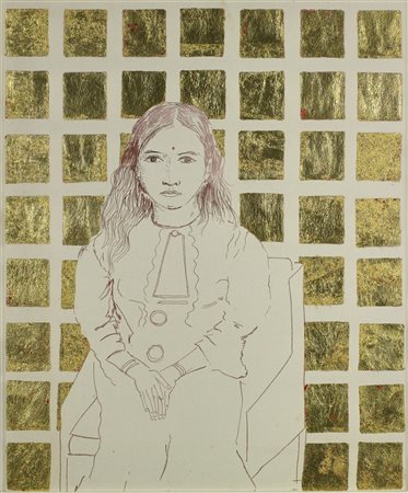 BIANCO REMO (1922 - 1990) Gioia di vivere. 1973. Tecnica mista e foglia d'oro...