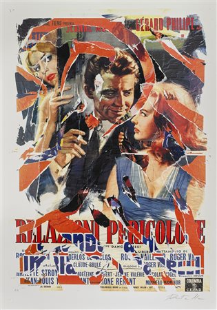 ROTELLA MIMMO (1918 - 2006) Relazioni pericolose. Litodecollage. Cm 70,00 x...
