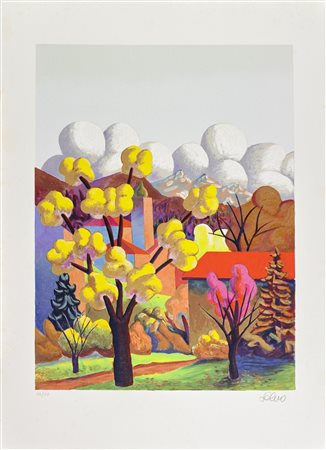 SALVO (1947 - 2015) Landschaft. Litografia. Cm 60,00 x 80,00. 52/150....