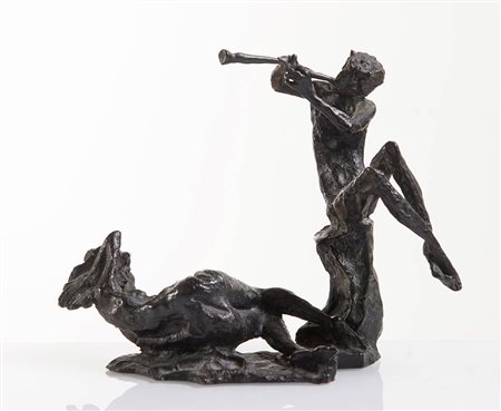 Augusto Murer (Falcade 1922 - Padova 1985), “Fauno e ninfa”, 1977. Scultura...
