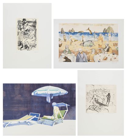 Cartella Contenente quattro opere grafiche. Dei seguenti artisti: Walter...