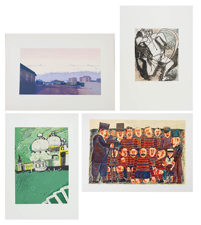 Cartella Contenente quattro opere grafiche. Dei seguenti artisti: Luciano...