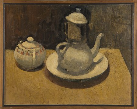 Dino Boschi (Bologna 1923 - 2015), “Natura Morta”, 1956. Olio su tavola,...