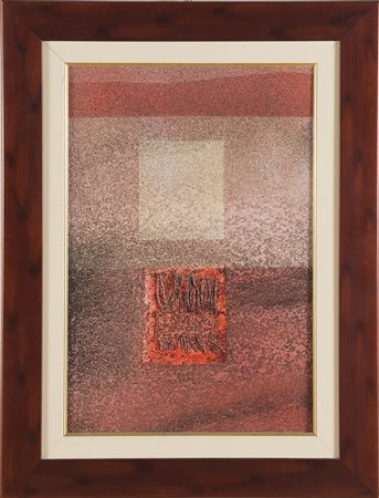 Adriano Fava (Russi 1940), “Tessuto rosso”. Olio e acrilico su tela, firmato...