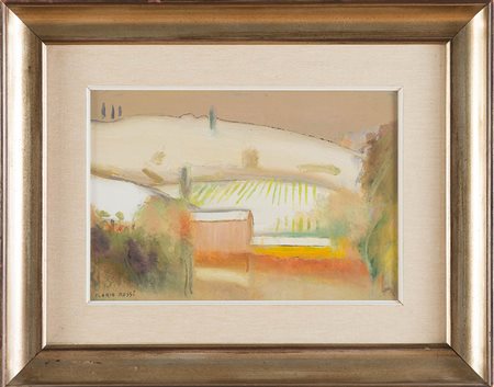Ilario Rossi (Bologna 1911 - 1994), “Paesaggio innevato”. Olio su tavoletta,...