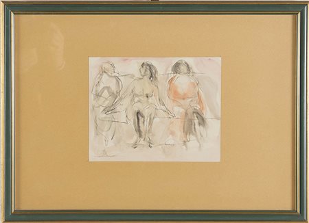Cleto Tomba (Castel San Pietro Terme 1898 - Bologna 1987), “Tre figure sul...