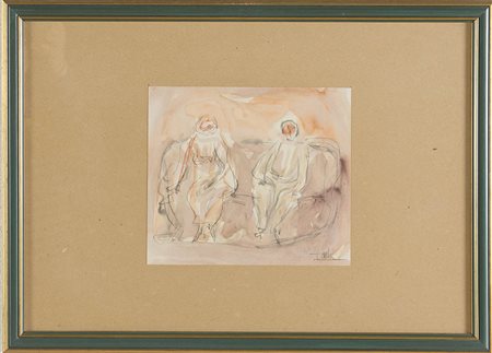Cleto Tomba (Castel San Pietro Terme 1898 - Bologna 1987), “Due figure sul...