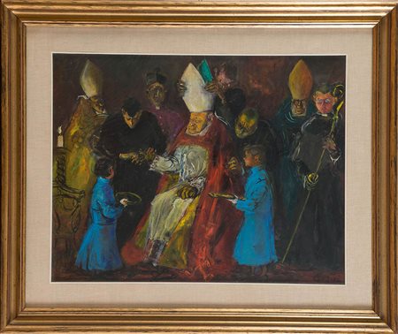 Nino Corrado Corazza (Bologna 1897 - 1975), “La vestizione”, 1970. Olio su...