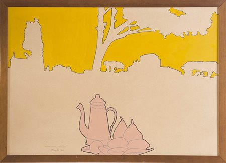 Renato Mambor (Roma 1936 - 2014), “Natura morta e paesaggio”, 1965. Tecnica...