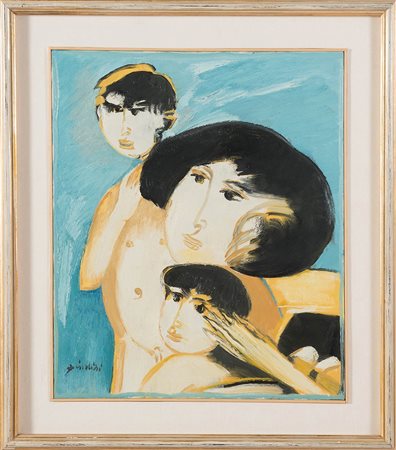 Remo Brindisi (Roma 1918 - Lido di Spina 1996), “Maternità”. Olio su tela,...