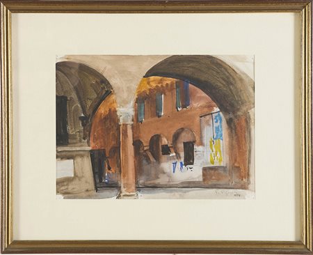 Farpi Vignoli (Bologna 1907 - 1997), “Scorcio”, 1979. Acquerello e tecnica...