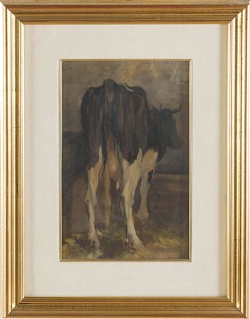 Wolfango (Bologna 1926 - 2017), “Mucca”, 1946. Olio su tavoletta, firmato in...