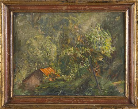 Pietro Annigoni (Milano 1910 - Firenze 1988), “La casa rossa”, 1979. Olio su...