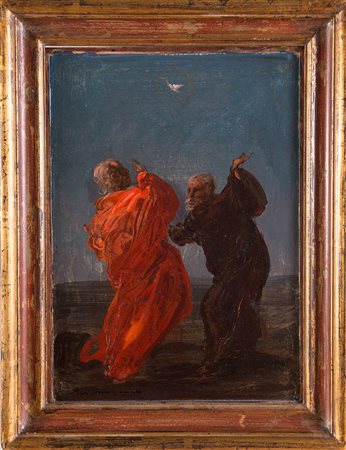 Pietro Annigoni (Milano 1910 - Firenze 1988), “Eremiti e apparizione”. Olio...