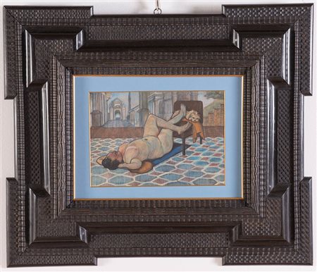 Maximilien Luce (Parigi 1858 - Parigi 1941), “Nudo disteso”. Tecnica mista su...