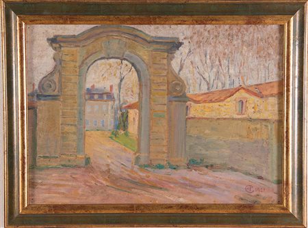 Hans Christiansen (Flensburgo 1866 - Wiesbaden 1945), “Scorcio”, 1921. Olio...