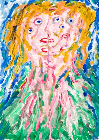 PAOLO AVANZI (1958)Studio di donna con vestito verde, 2014Acrilico su cartacm...