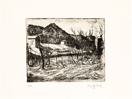 NINO BERTOCCHI (1900-1956)Senza TitoloAcquaforteLastra cm 24x30Foglio cm...
