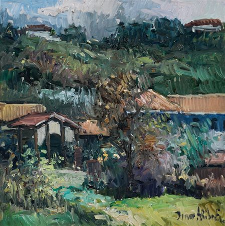 DINO ALIBERTI (1935)Senza TitoloOlio su telacm 50x50Firma al...