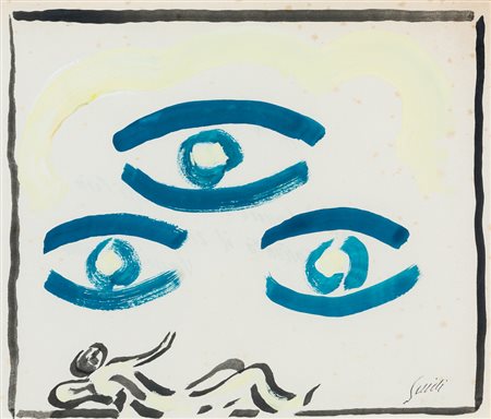 VIRGILIO GUIDI (1891-1984)Senza TitoloTempera su cartacm 19,5x23,5Firma al...