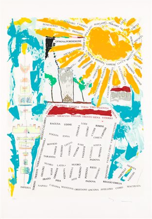 MARIO SCHIFANO (1934-1998)U.P.I. - Assemblea Generale, 1995Litografiacm...