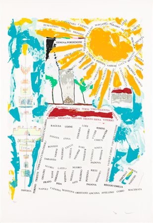 MARIO SCHIFANO (1934-1998)U.P.I. - Assemblea Generale, 1995Litografiacm...