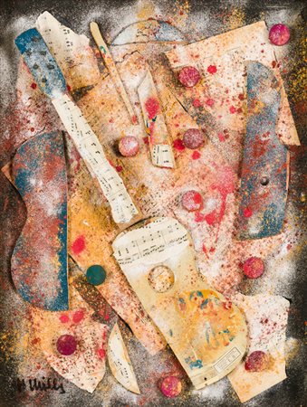 HENRY MILLS (1944)La musicaAssemblage su compensatocm 56,5x44,5Firma al...