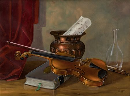 BASSISenza TitoloOlio su masonitecm 45x60Firma al fronte