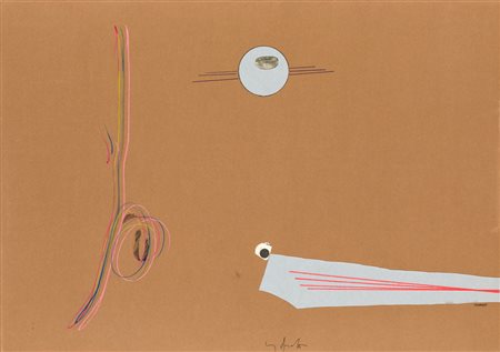 SERGIO DANGELO (1932)EnlevementTecnica mista e collage su cartacm 50x70Firma...