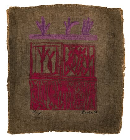 RICCARDO LICATA (1929-2014) Senza Titolo, 1990 Serigrafia su tela di juta...