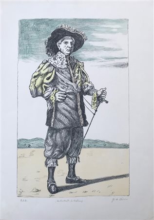 DE CHIRICO GIORGIO Volo 1888 - Roma 1978 Autoritratto litografia a colori su...