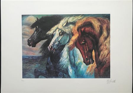 GONZAGA GIOVAN FRANCESCO Milano 1901 - Milano 2007 I 3 Stalloni Serigrafia su...