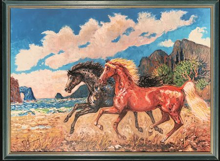 GONZAGA GIOVAN FRANCESCO Milano 1901 - Milano 2007 Corsieri al galoppo, 2005...