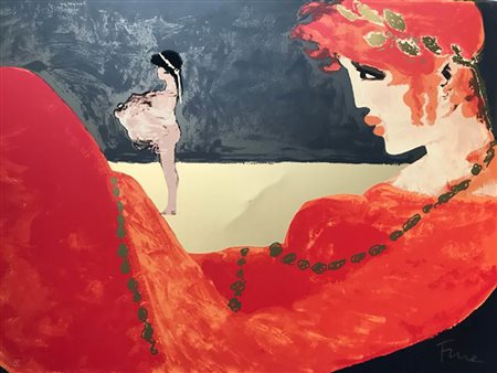 FIUME SALVATORE Comiso 1915 - Milano 1997 Calliope serigrafia su lamina d'oro...