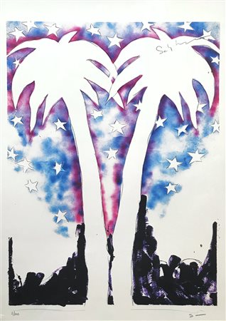 SCHIFANO MARIO Homs 1934 - Roma 1998 Palme litografia su carta 100x70 firma...