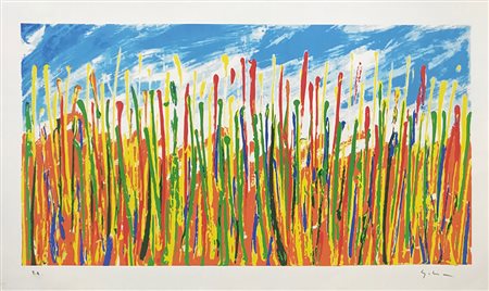 SCHIFANO MARIO Homs 1934 - Roma 1998 Campo di grano litografia su carta...