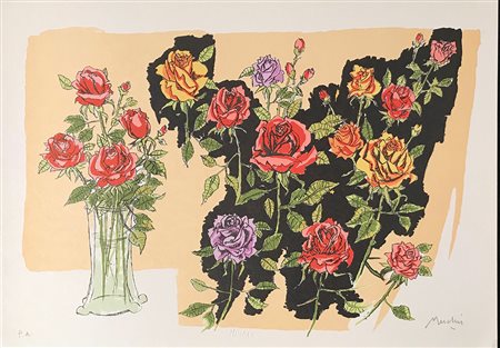 MESCHIS RENZO Palermo 1945 Senza titolo litografia su carta 70x50 Firma in...