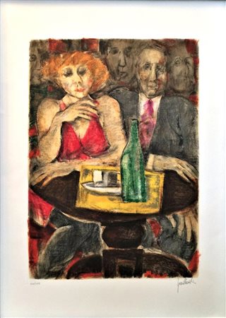 SQUILLANTINI REMO Stia 1920 - Firenze 1996 Al Bar litografia su carta 50x70...