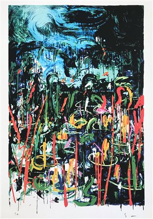 SCHIFANO MARIO Homs 1934 - Roma 1998 Gigli d'acqua litografia su carta 50x70...