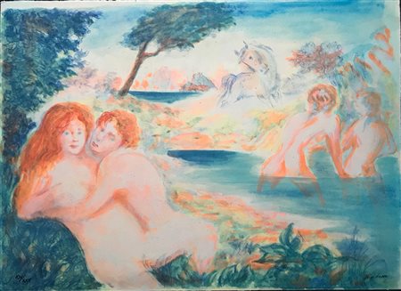 SASSU ALIGI Milano 1912 - Pollença 2000 L'Amore di Teti e Peleo litografia su...