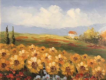 CASCELLA MICHELE Ortona a Mare 1892 - Milano 1989 Senza titolo olio su tela...