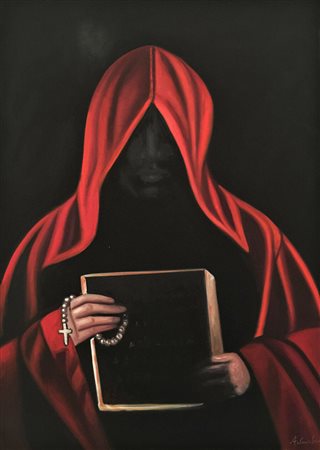 SCIACCA ANTONIO Catania 1957 Mistero olio su tela 90x65 Autentica...