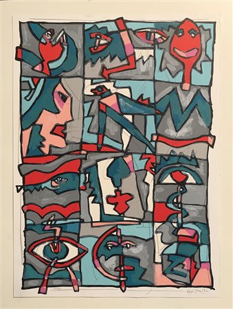 NESPOLO UGO Mosso 1941 Senza titolo litografia su carta applicata cartone...