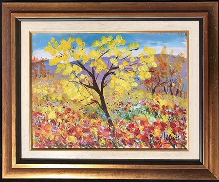 IALENTI ANTONIO Campobasso 1937 Paesaggio olio su tela 40x30 firma in basso a...