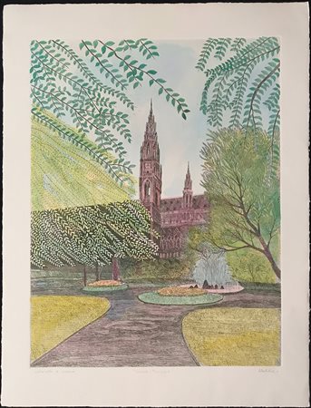 MULIÈRE Venezia : Municipio litografia colorata a mano 80x60 Firma in basso a...