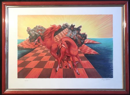 SASSU ALIGI Milano 1912 - Pollença 2000 I Cavalli di Atlantide litografia su...