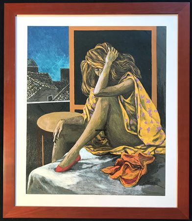 GUTTUSO RENATO Bagheria 1911 - Roma 1987 Malinconia Nova serigrafia 50x60 Es....