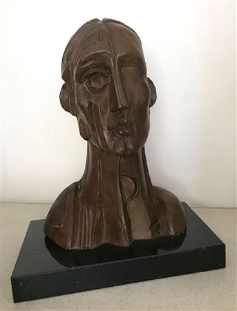 LANDI BRUNO Roma 1941 Testa virile 2004 Scultura in bronzo a patina...